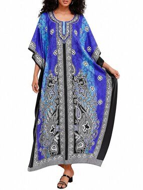 Women Floral Print Plus Size Kaftan Maxi Dress Night Gowns for Party wear